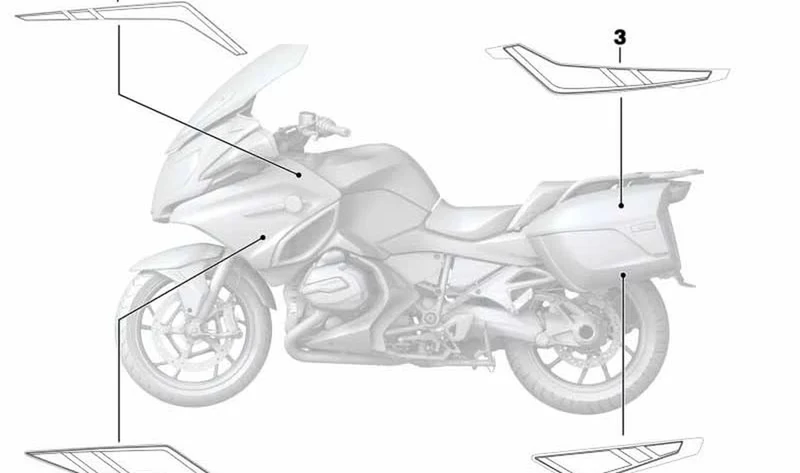 Decoración parte superior izquierda OEM 51148555185 para motos BMW R1200RT, R1250RT. Original BMW Motorrad.