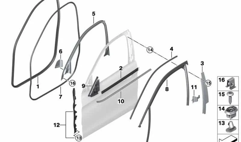 Cubierta bastidor ventana delantera izquierda OEM 51417412263 para BMW X6 F16, X6 M F86. Original BMW.