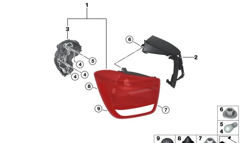 Piloto trasero derecho OEM 63217270096 para BMW Serie 1 F20, F21 (2010-2015). Original BMW.