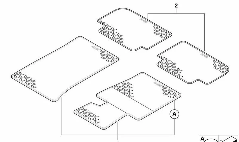 Juego de alfombrillas de goma delanteras anthrazit OEM 51470427552 para BMW E90, E91, E92, E93 y más. Original BMW.
