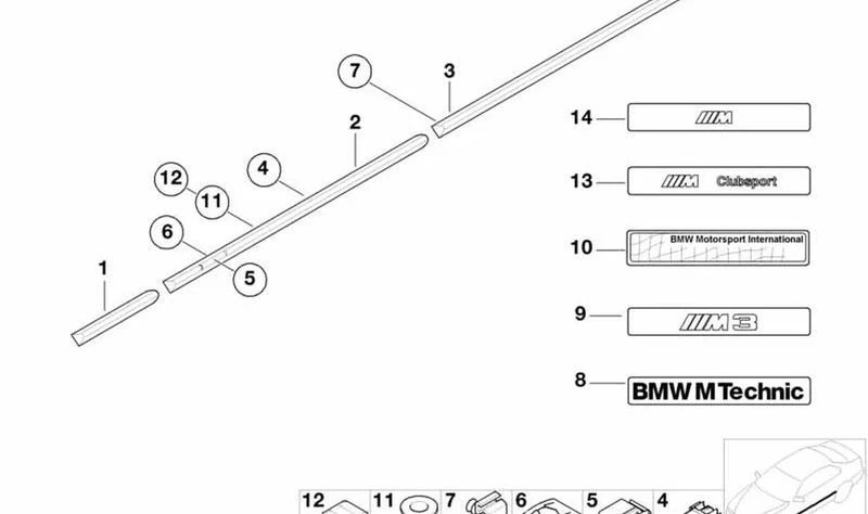 Listón de parachoques puerta delantera derecha OEM 51138146364 para BMW Serie 3 E36 (06/1993-08/2000). Original BMW.