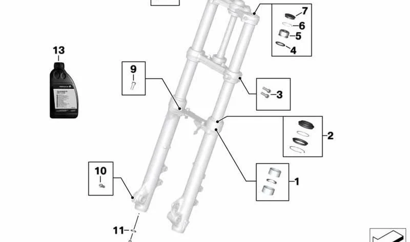 Kit de junta horquilla telescópica OEM 31428358444 para motos BMW F750GS, F800GS. Original BMW Motorrad.