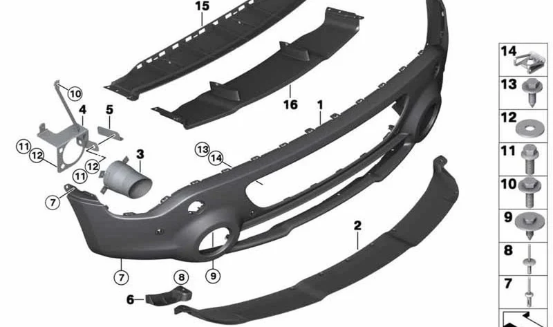 Moldura de escape derecha OEM 51129813172 para MINI Countryman R60, Paceman R61. Original MINI.