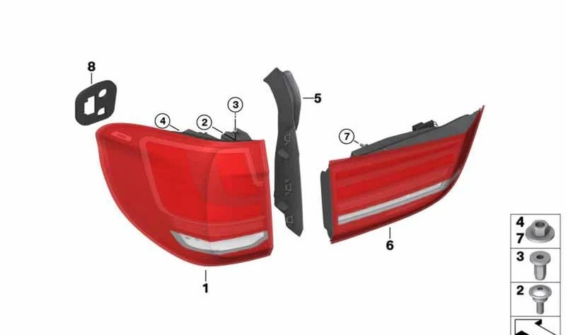 Luz trasera derecha OEM 63217470886 para BMW X5 F15, X5 M F85 (2012-2018). Original BMW.