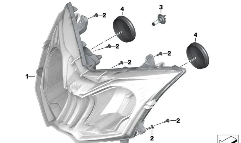 Caperuza de faro OEM 63128534601 para motos BMW C 650 GT (K19). Original BMW Motorrad.