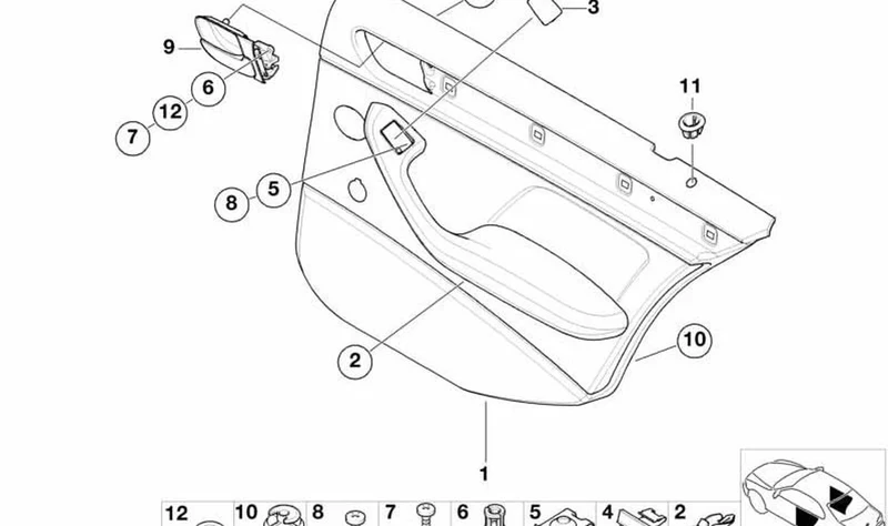 Revestimiento puerta trasera izquierda OEM 51428224417 para BMW Serie 3 E46. Original BMW.