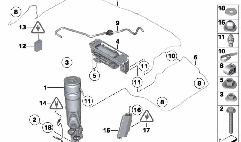 Amortiguador neumático trasero derecho OEM 37126858812 para BMW Serie 7 F01, F02, 730d, 740i, 760Li... y más. Original BMW.