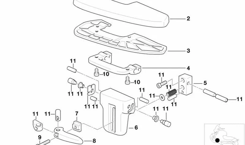 Descansa-pies izquierdo OEM 71607652649 para motos BMW K 1200 LT, K 1200 RS. Original BMW Motorrad.