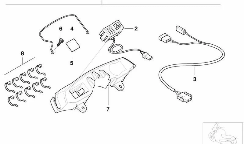 Interruptor de luz de alarma intermitente OEM 61317661739 para motos BMW F 650 CS, F 650 GS, G 650 GS... y más. Original BMW Motorrad.