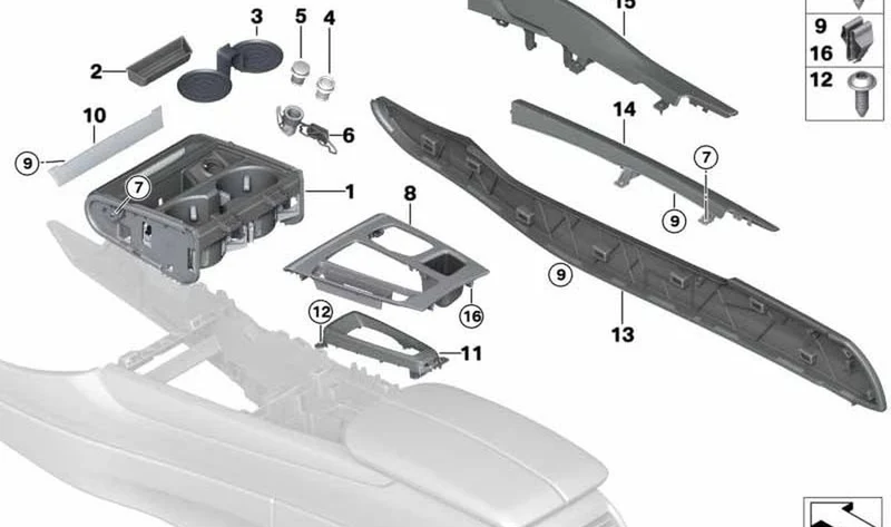 Moldura consola central derecha OEM 51169251972 para BMW X5 F15 (2013-2018). Original BMW.