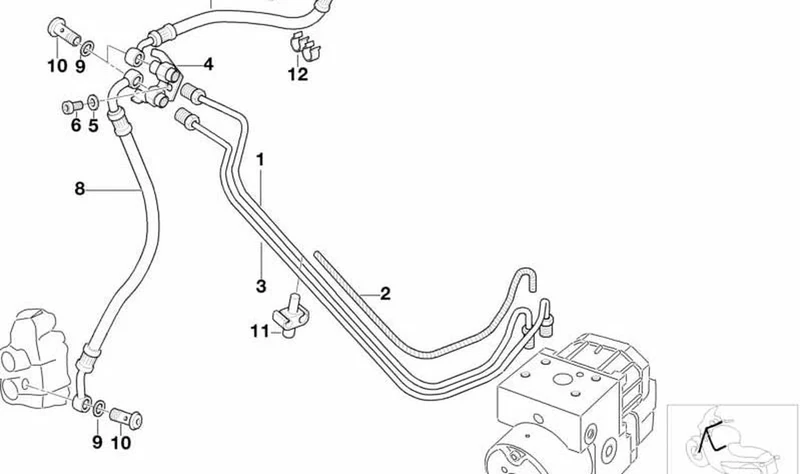 Distribuidor de tubería de freno delantero OEM 34327651345 para motos BMW F 650 GS, F 650 GS Dakar, G 650 GS, G 650 GS Sertão. Original BMW Motorrad.