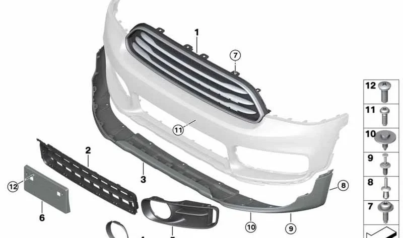 Rejilla decorativa capó delantero cerrada OEM 51137405408 para MINI Countryman F60. Original MINI.