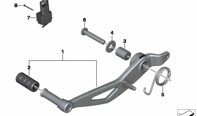 Pedal de freno OEM 35217728911 para BMW Motorrad R nineT, R 1200 R. Original BMW Motorrad.