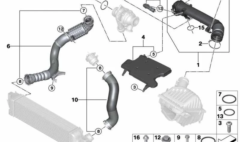 Tubo de aire limpio OEM 13718580239 para MINI F56, F55, Clubman F54, Cabrio F57, Countryman F60... y más. Original MINI.