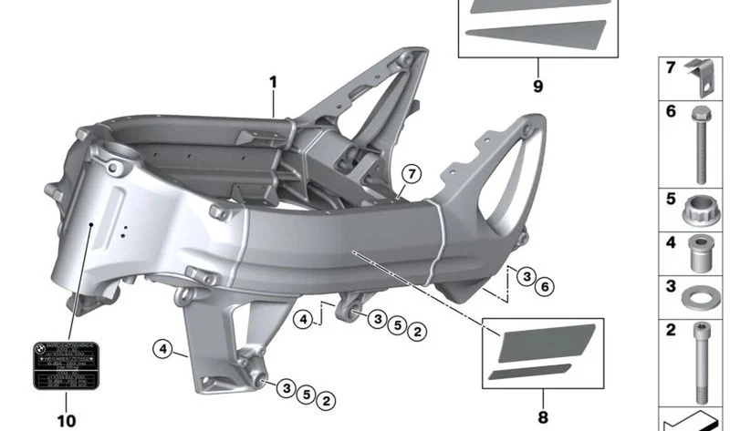 Casquillo roscado OEM 46517684669 para motos BMW F800 GT, F800 S, F800 ST, F800 R. Original BMW Motorrad.