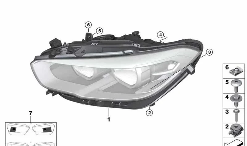 Faro LED derecho OEM 63117414142 para BMW Serie 1 F20, F21 (05/2014 - 06/2019). Original BMW.