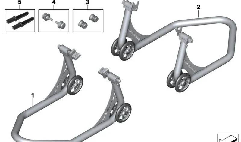 Adaptador caballete de montaje deportivo OEM 77025A0A461 para motos BMW S 1000 R, S 1000 RR, S 1000 XR, M 1000 R, M 1000 XR... y más. Original BMW Motorrad.