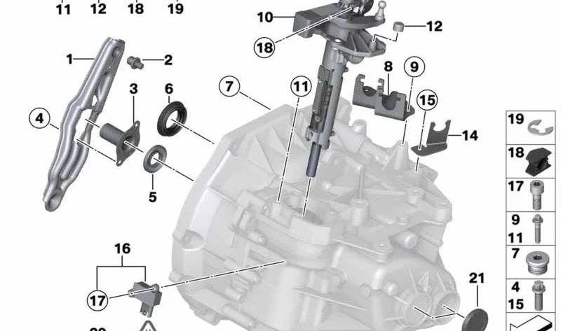 Soporte conducto del embrague OEM 21526770599 para MINI R56, R55, R57, R58, R59, R60, R61... y más. Original MINI.