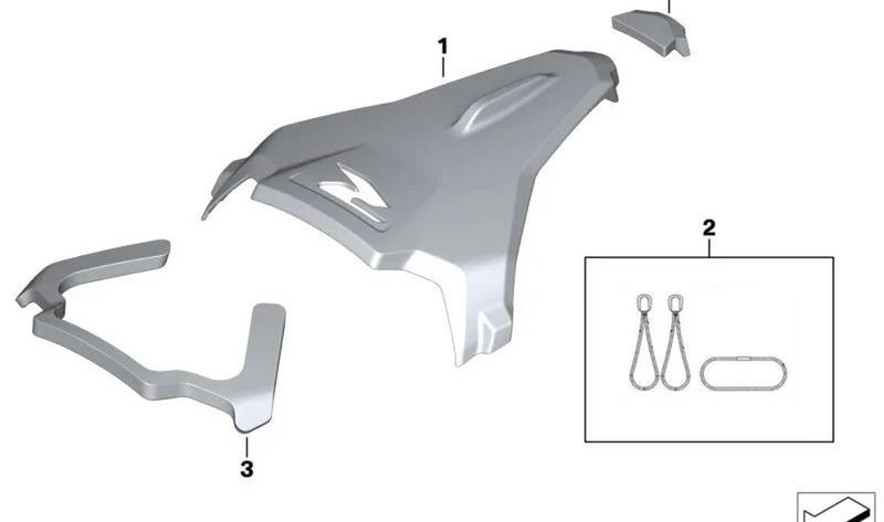 Recubrimiento asiento acompañante plateado OEM 46639444569 para BMW Motorrad F 900 R (K83) desde 11/2018. Original BMW Motorrad.