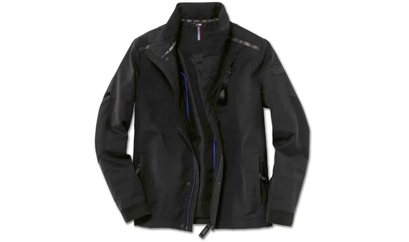 Chaqueta BMW M talla L negra con detalles Marina Bay Blue OEM 80142454696 para BMW. Original BMW.