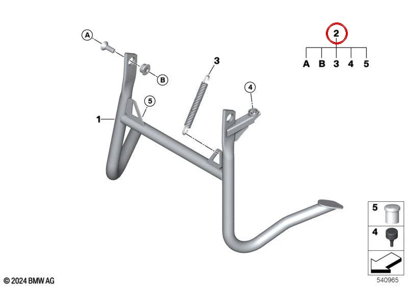 Juego de piezas adosadas caballete basculante OEM 71607706738 para motos BMW F 650 GS, F 800 GS. Original BMW Motorrad.