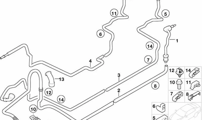 Tubería de alimentación de combustible OEM 16126756919 para MINI R50 Cooper, One 1.4i. Original MINI.