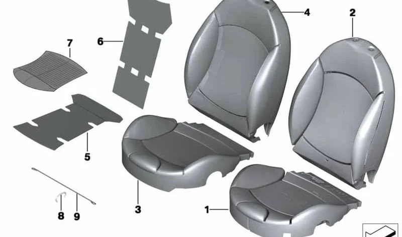 Funda respaldo deportivo tela/cuero izquierda OEM 52107255589 para MINI R56, R55, R57, R58, R59... y más. Original MINI.