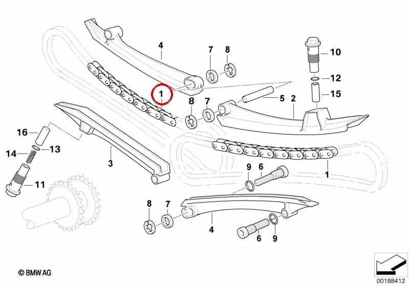 Cadena de distribución OEM 11317694427 para motos BMW R1200GS, R1200RT, R1200R, R1150GS, R850RT... y más. Original BMW Motorrad.