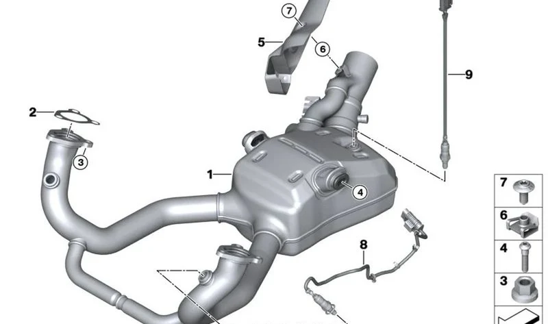 Colector de escape pulido OEM 18511541100 para motos BMW R 1300 GS, R 1300 GS Adventure, R 1300 RT, R 1300 R, R 1300 RS. Original BMW Motorrad.