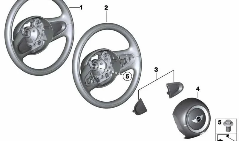 Volante de cuero OEM 32306794623 para MINI R56, R56 LCI, Clubman R55, Cabrio R57, Coupé R58, Roadster R59, Countryman R60, Paceman R61... y más. Original MINI.