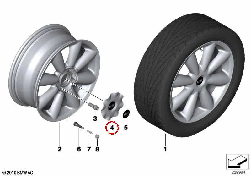 Tapacubos gris órbita 18" OEM 36109813648 para MINI Countryman R60, Paceman R61. Original MINI.