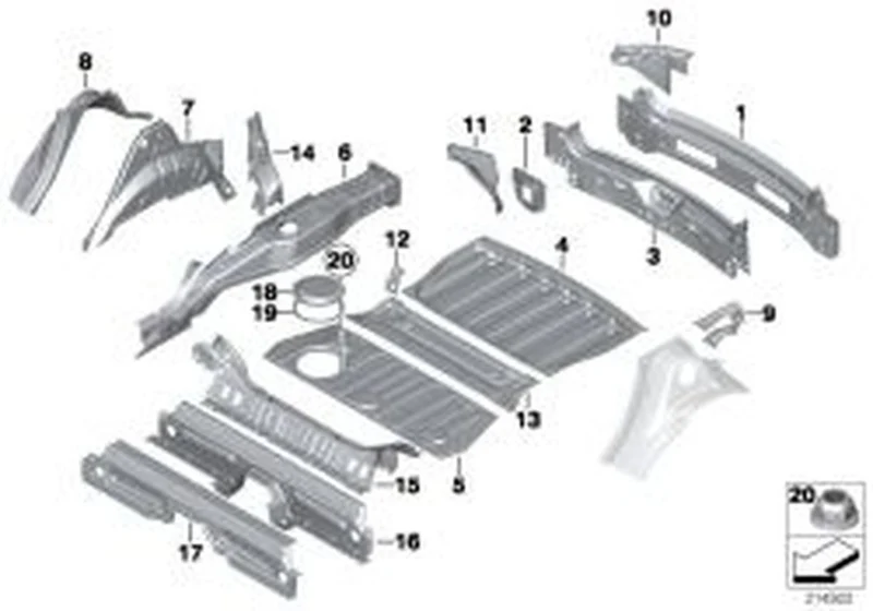 Chapa de cierre para pasarruedas derecha OEM 41009805628 para MINI Countryman R60, Paceman R61. Original MINI.