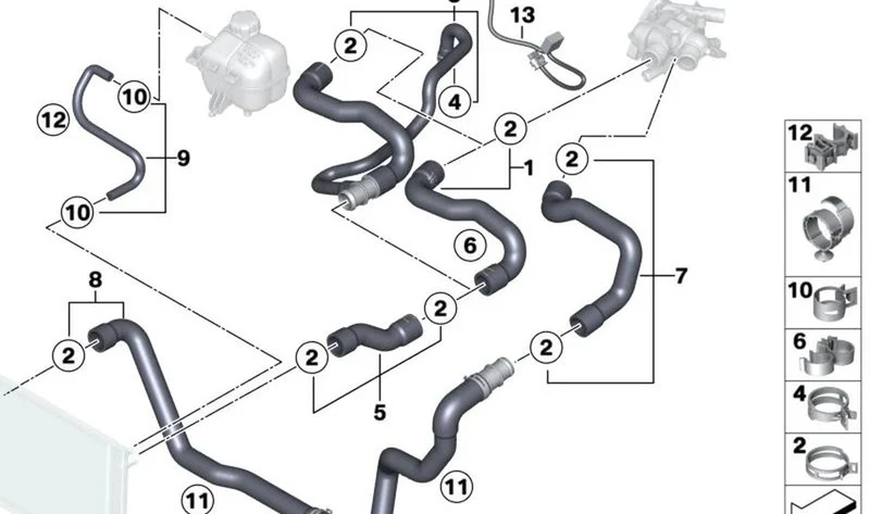 Tubo refrigerante OEM 17122754220 para MINI R56, R56 LCI, Clubman R55, Clubman R55 LCI, Cabrio R57, Cabrio R57 LCI, Coupé R58, Roadster R59. Original MINI.
