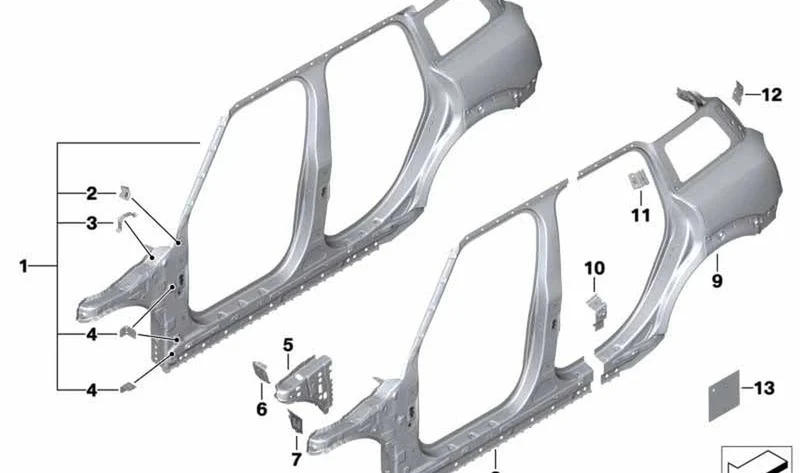 Chapa de refuerzo montante C derecho OEM 41217474060 para MINI F60 Countryman, Countryman LCI. Original MINI.