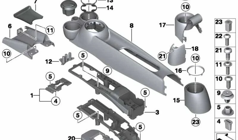 Soporte de bebidas para consola freno mano OEM 51162756167 para MINI R56, R56 LCI, Clubman R55, Clubman R55 LCI, Coupé R58, Roadster R59. Original MINI.