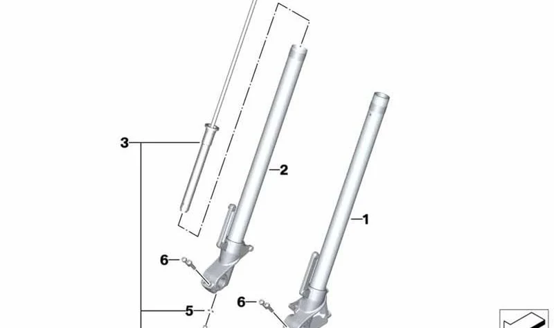 Tubo deslizante izquierdo OEM 31428388677 para BMW Motorrad G 310 GS (K02, 0G02, 0G21). Original BMW Motorrad.