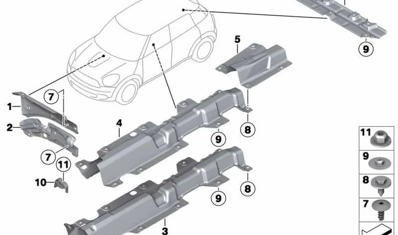 Aislamiento térmico pared salpicadero superior OEM 51489802791 para MINI Countryman R60, Paceman R61. Original MINI.