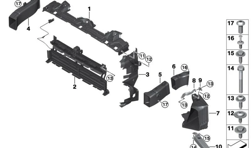 Conducto de aire freno izquierdo OEM 51747352343 para MINI F56, F55, F57, F56 LCI, F55 LCI, F57 LCI. Original MINI.