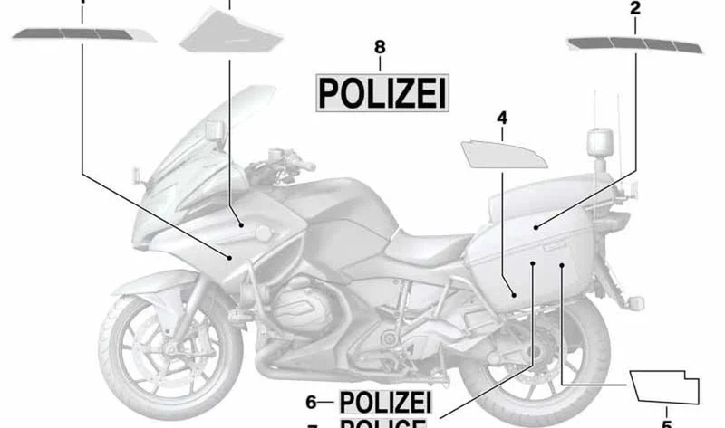 Calco placa maleta izquierda negro OEM 51147717683 para motos BMW R 1200 RT, R 1250 RT, F 750 GS, F 850 GS, F 800 GT... y más. Original BMW Motorrad.