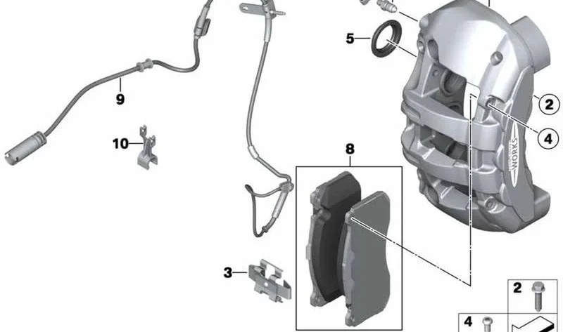 Caja para silla de freno derecho OEM 34106858070 para MINI R56 LCI, Cooper S JCW. Original MINI.