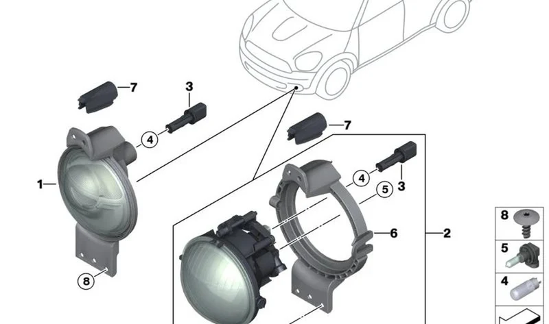 Elemento de ajuste izquierdo OEM 63172755723 para MINI R56, R55, R57, R58, R59, R60, R61... y más. Original MINI.