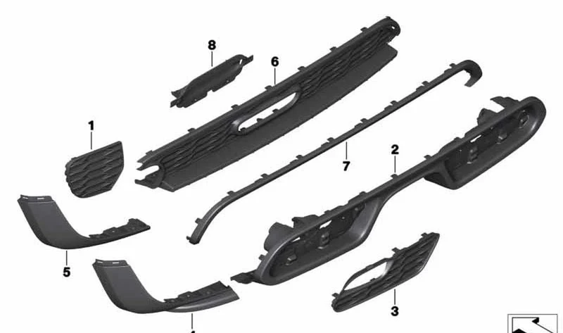 Black Band trasera inferior izquierda OEM 51777381025 para MINI F55, F56. Original MINI.