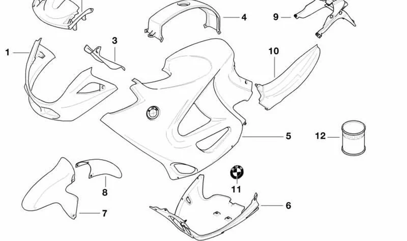 Remate interior derecho imprimado OEM 46637659302 para BMW Motorrad K 1200 GT, K 1200 RS. Original BMW Motorrad.