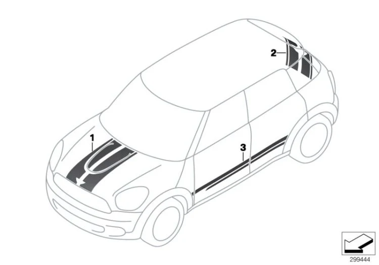 Juego de tiras decorativas portón trasero blanco OEM 51149812072 para MINI Countryman R60, Cooper S, Cooper S ALL4. Original MINI.
