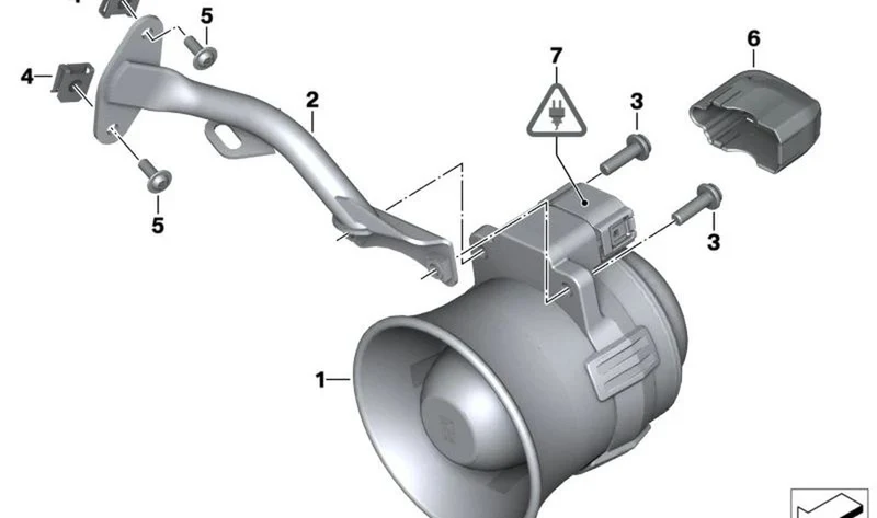 Sistema de sirena multitono derecha OEM 65137688718 para motos BMW R 1200 RT, F 700 GS, F 800 GT... y más. Original BMW Motorrad.