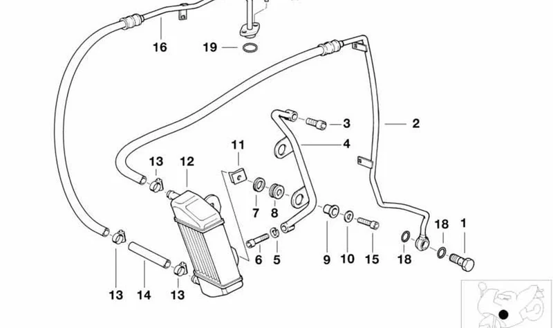 Tubería de aceite retorno OEM 17221342656 para motos BMW R850R, R1100R, R1150R. Original BMW Motorrad.