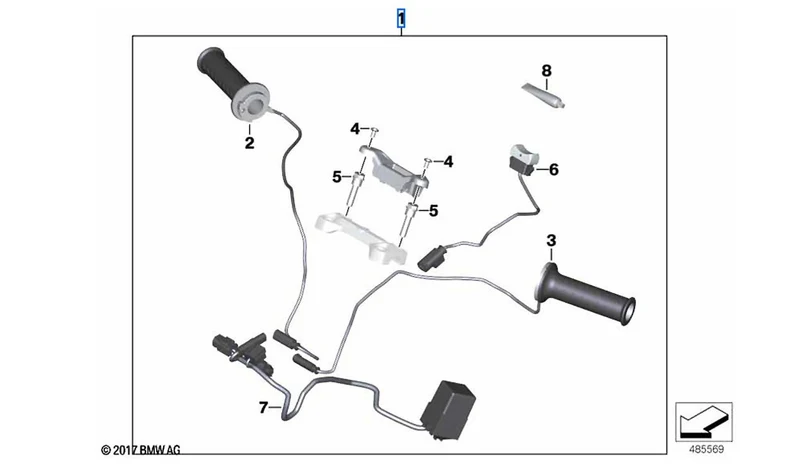 Juego de puños calefactables OEM 77538568742 para motos BMW G 310 GS, G 310 R. Original BMW Motorrad.