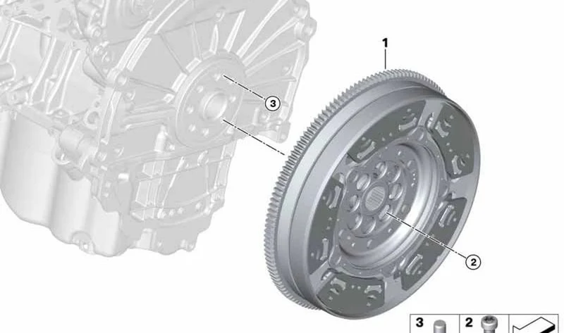 Volante de dos masas OEM 21208698748 para MINI F55, F56 One D con motor B37A, transmisión manual. Original MINI.