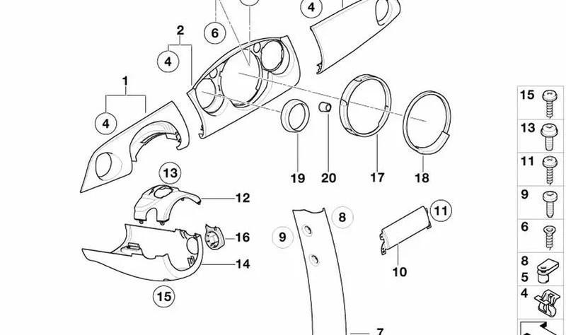 Anillo de adorno color plata OEM 51457059155 para MINI R50, R53, Cabrio R52. Original MINI.