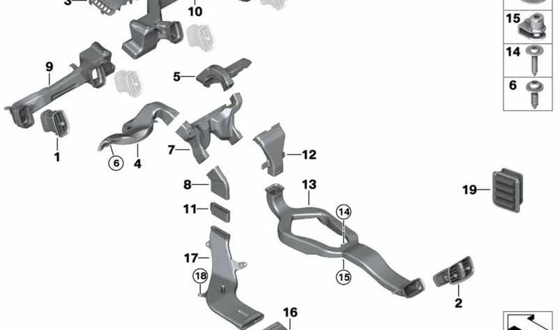Parrilla de aire fresco trasera OEM 64229332823 para MINI Clubman F54, F54 LCI, Countryman F60, F60 LCI. Original MINI.